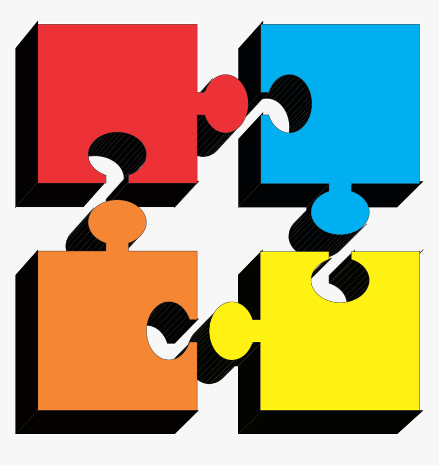 Puzzle Pieces Cliparts And Others Art Inspiration - 4 Pieces Of Puzzle, HD Png Download