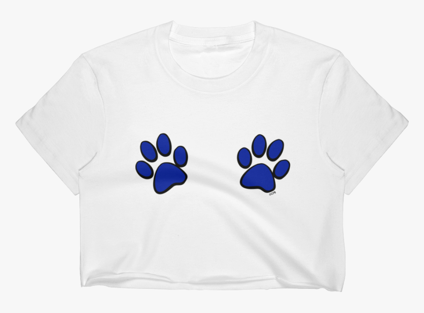 Double Blue Paw Prints T-shirt Crop Top - Frangipani, HD Png Download