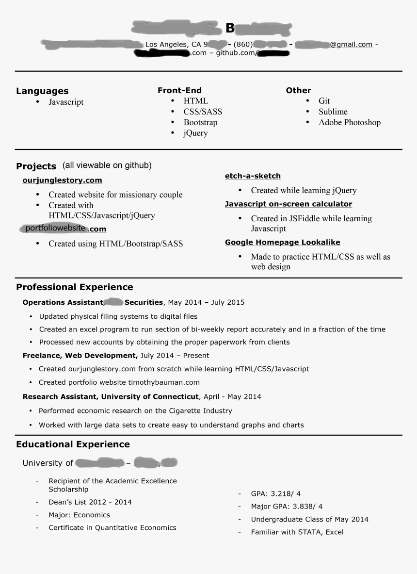 Junior Front End Cv, HD Png Download