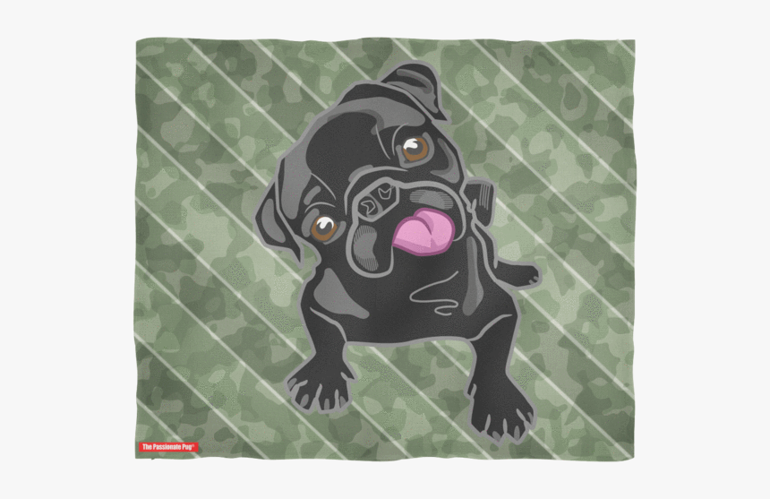 Black Pug Puppy Camo Fleece Blanket - Pug, HD Png Download