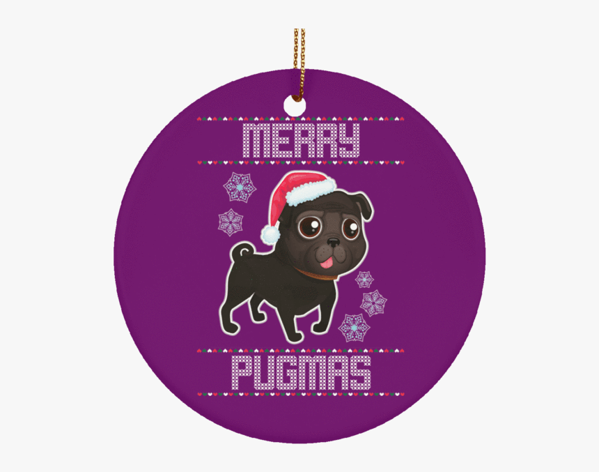 Black Pug Christmas Ornament - Pug, HD Png Download
