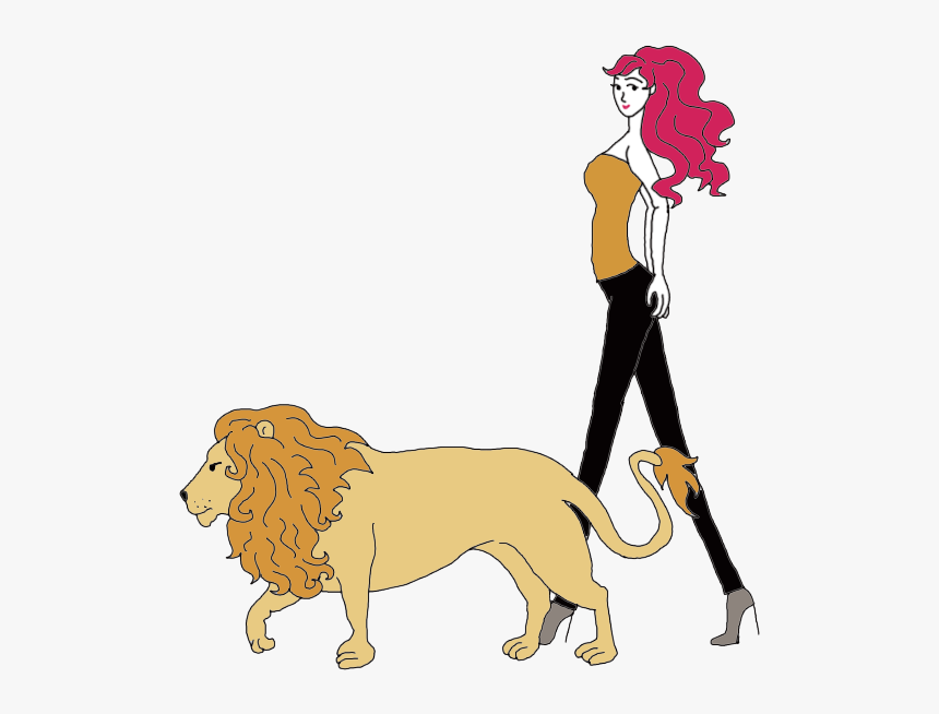 Lion - Man Riding Lion Drawing, HD Png Download