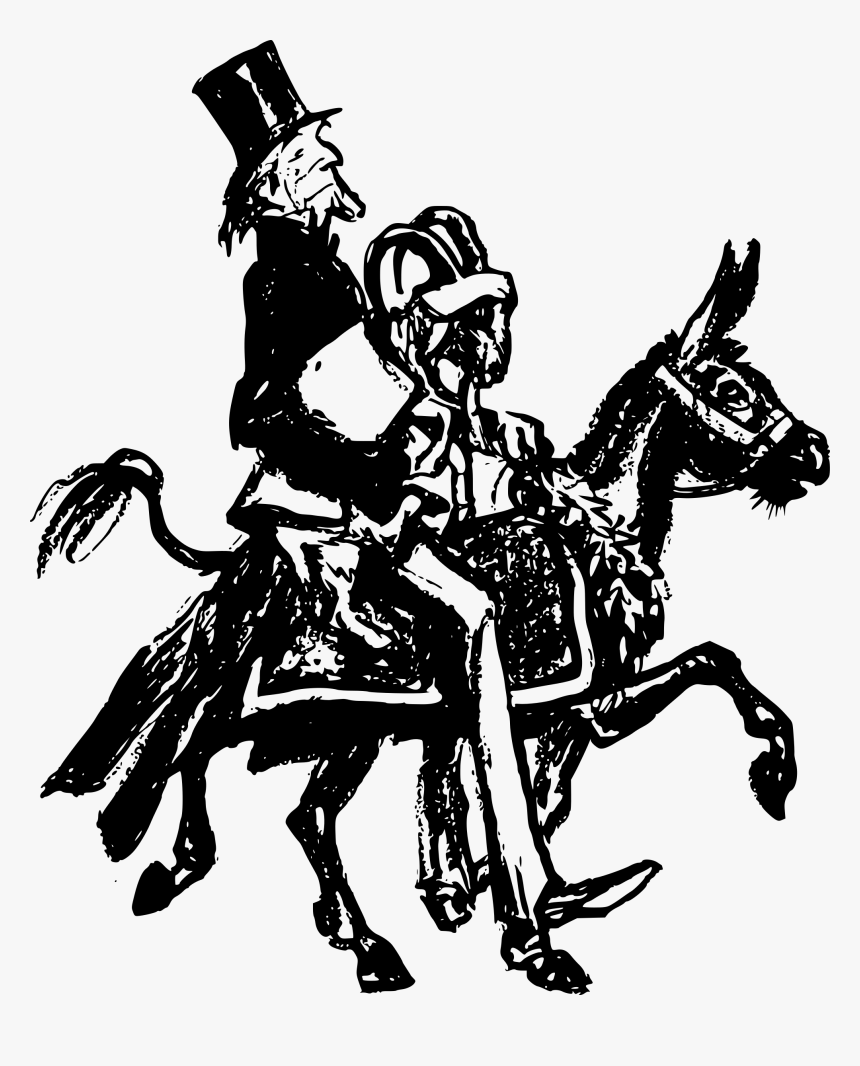 Man On A Donkey With A Goat Clip Arts - Man On Donkey Drawing, HD Png Download