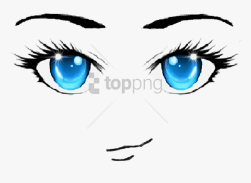 Up,eyebrow,facial Body,clip And White,style - Anime Face Blue Eyes, HD Png Download