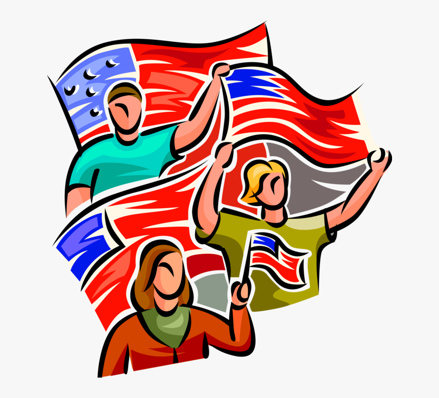 Vector Illustration Of American Patriots Proudly Waving, HD Png Download