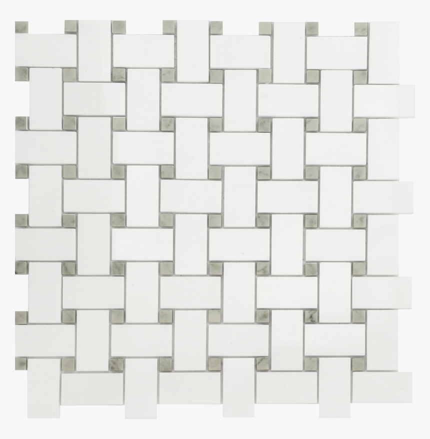 Thassos Basketweave Mosaics Stone Tile - Basketweave Tile, HD Png Download