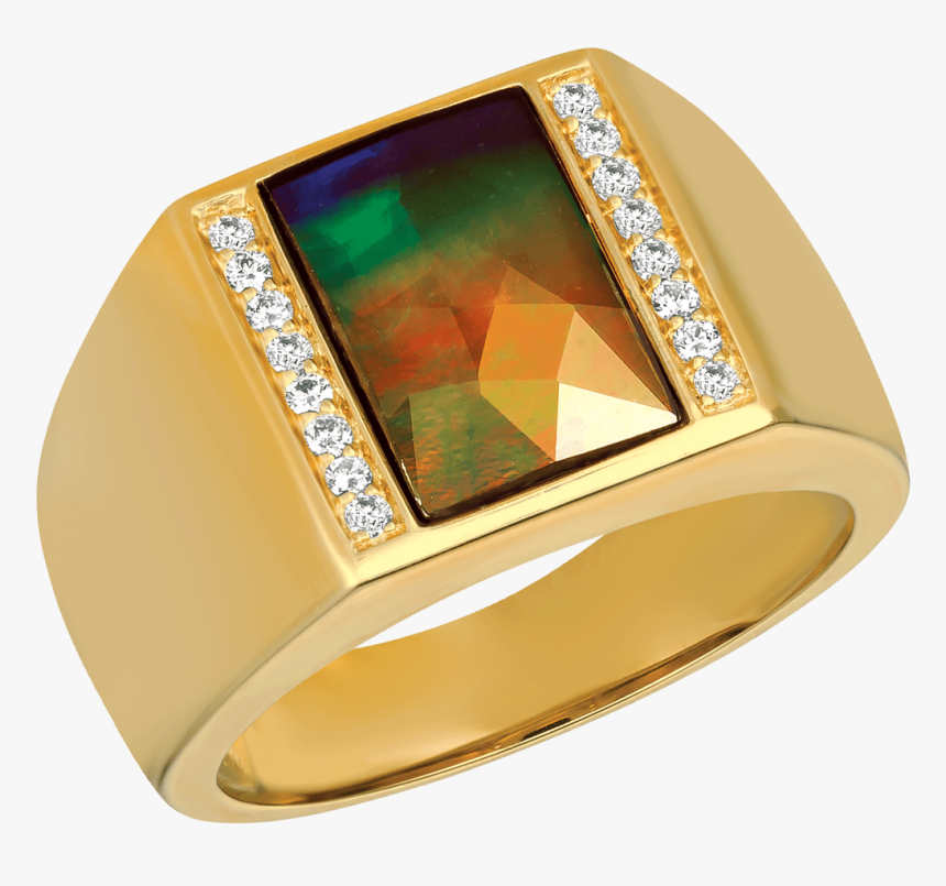 Jay 14k Yellow Gold Diamond Ring By Korite Ammolite, HD Png Download