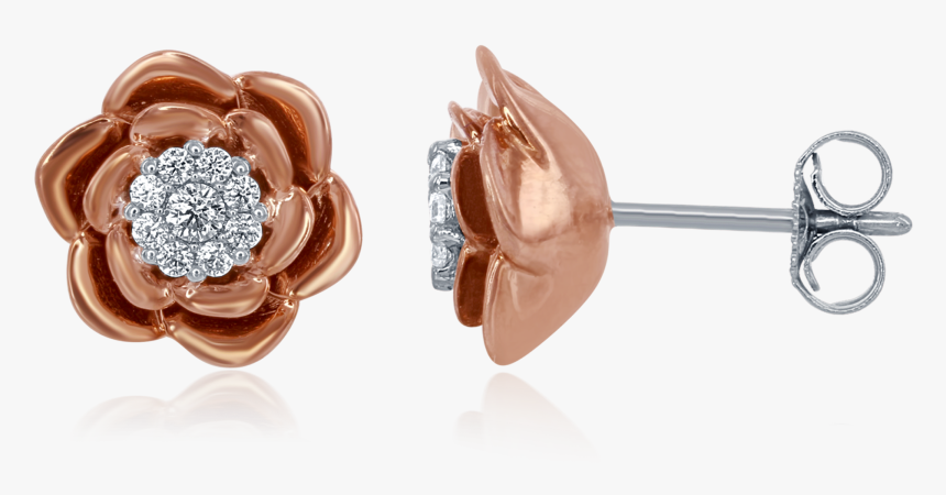 Enchanted Disney S Belle 14k Rose And White Gold Diamond - Diamond Studs Rose Gold Png, Transparent Png