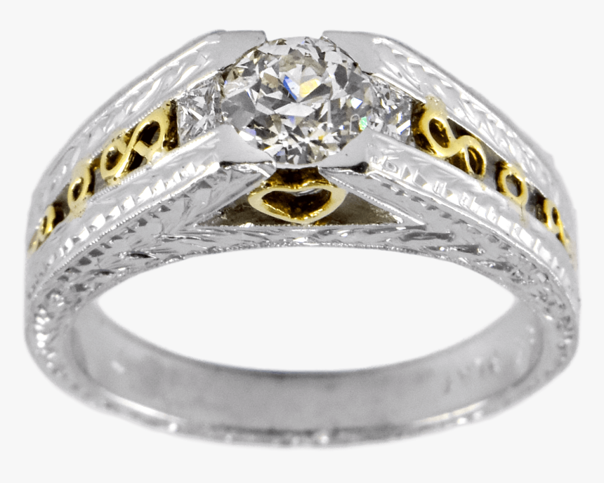 Tacori Platinum 18k Yellow Gold Diamond Engagement - Engagement Ring, HD Png Download