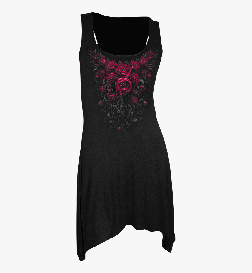 Blood Rose Goth Camisole Dress - Gothic Longshirt, HD Png Download