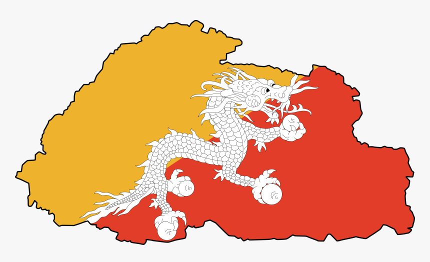 Bhutan Flag Map Large Map - Bhutan Flag Map Png, Transparent Png