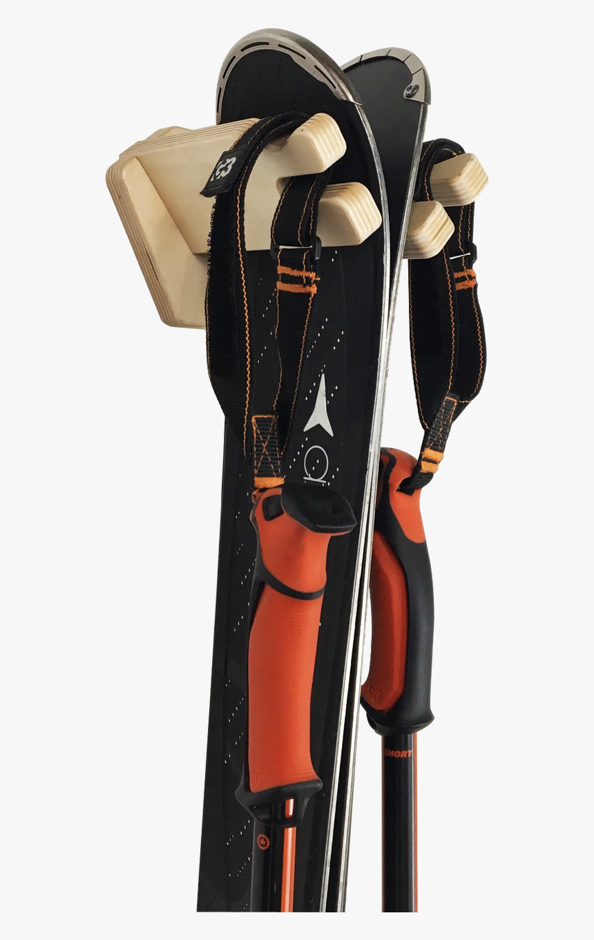 Wooden Ski Wall Rack For Pair Of Skis And Poles - Golf Bag, HD Png Download