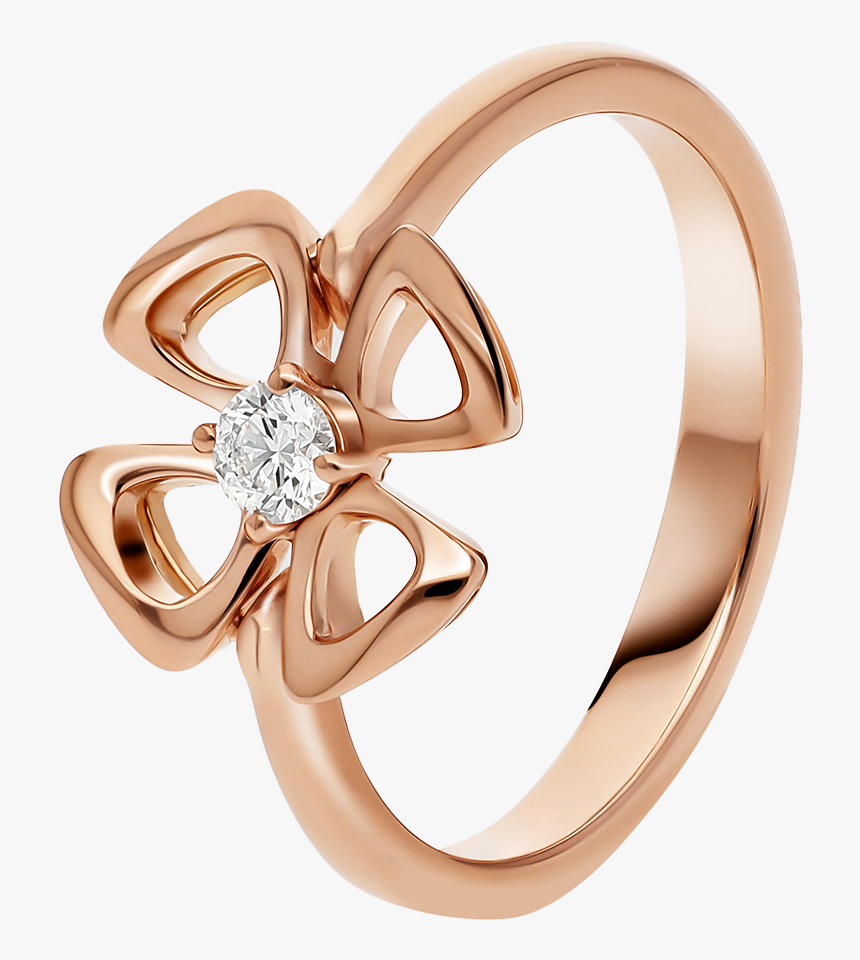 Fiorever 18 Kt Rose Gold Ring Set With A Central Diamond - Fiorever Ring Bvlgari, HD Png Download