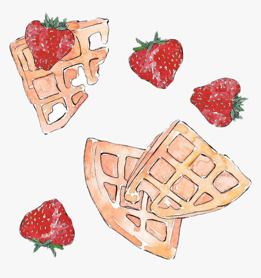 #waffles #wofles #strawberry #fresas #desayuno #stickerspopulares - Strawberry, HD Png Download