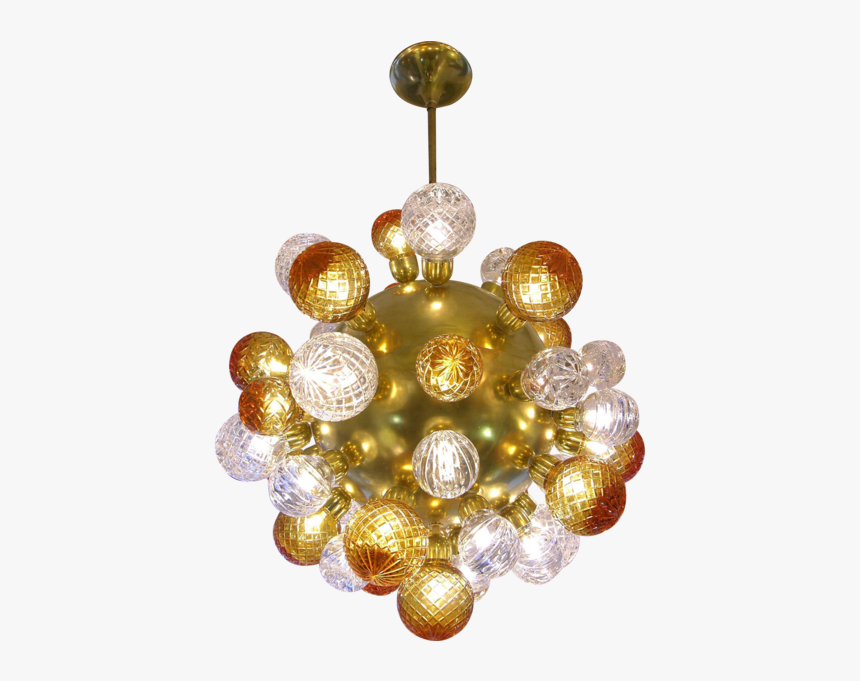 Italian Modern Sputnik Brass Chandelier With Crystal - Chandelier, HD Png Download