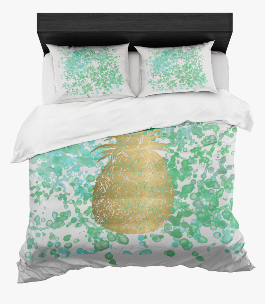 Watercolor And Gold Pineapple Duvet Bed In A Box- With - Pink Pineapple Bedding, HD Png Download