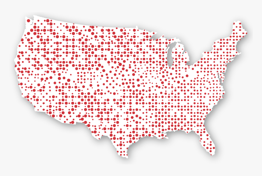 Us Map With Red Dots All Across Showing Americans With - List Of Tv Markets, HD Png Download