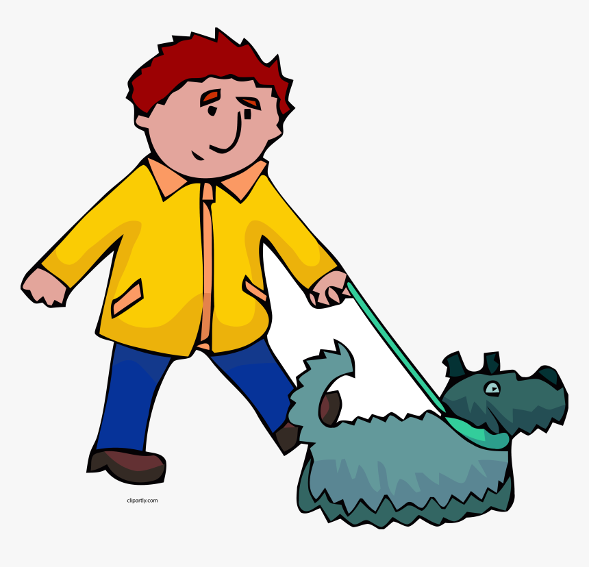 Dog Walking Man And Clipart Transparent Png - Clipart Person With Dog, Png Download