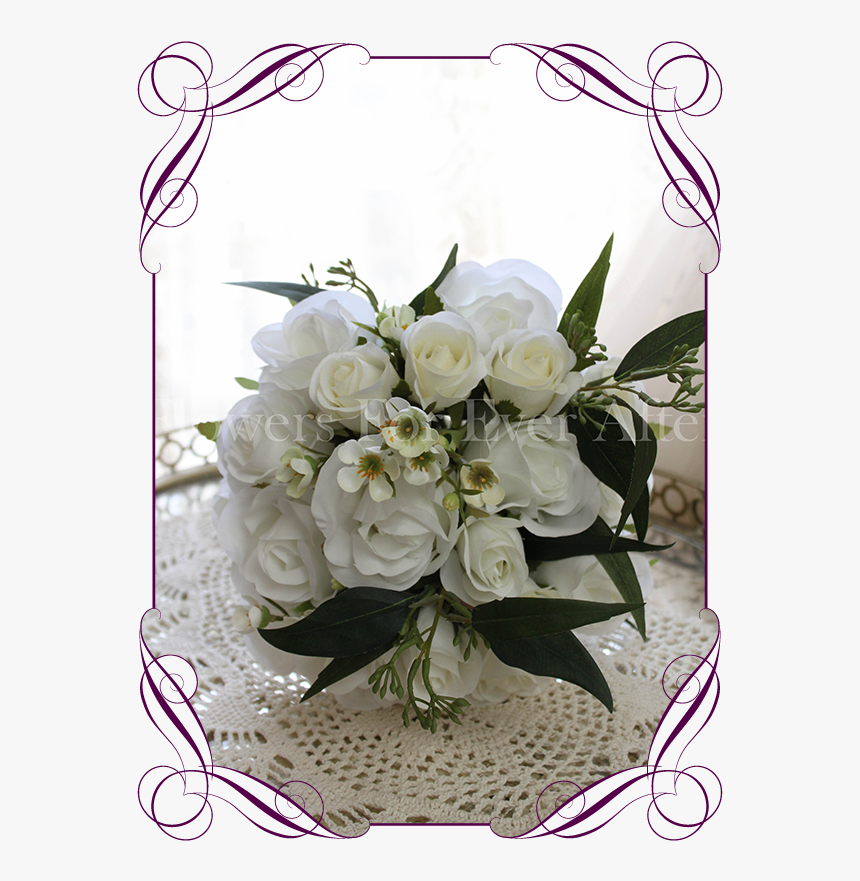 White Silk Artificial Rustic Boho Wedding Bouquet Posy - Bouquet, HD Png Download