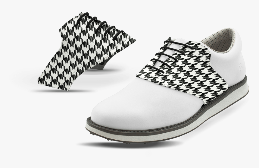 Men S Black Houndstooth Saddles On White Golf Shoe - Cupolino A Scacchiera Per Vespa Px 150 Freno A Disco, HD Png Download