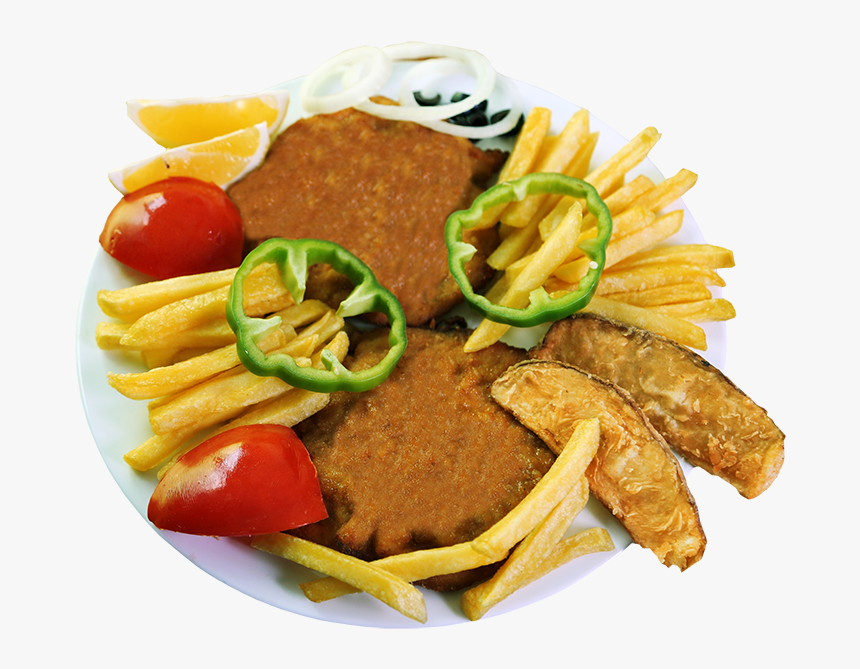 306 Chicken Scallop - French Fries And Shami Kabab Brochure Style, HD Png Download