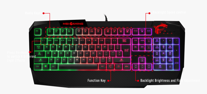 Rgb - Msi Gaming Keyboard Vigor Gk40, HD Png Download