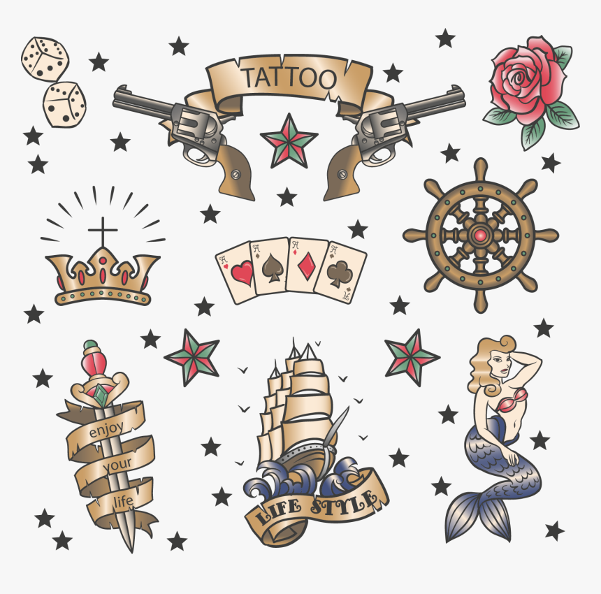 Transparent Pendulum Clipart - Old School Tattoos Flower Sailor, HD Png Download