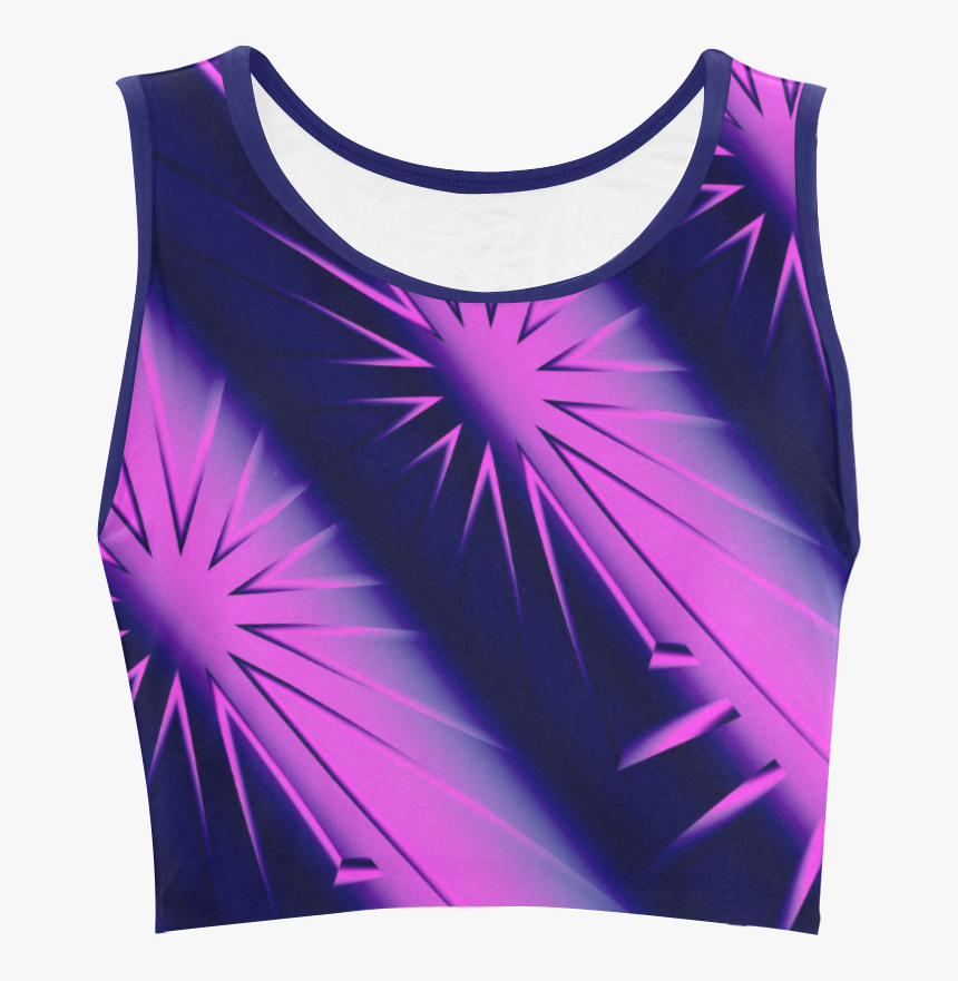 Abstract Purple And Blue Starburst Women S Crop Top - Black Crop Top With Stars, HD Png Download