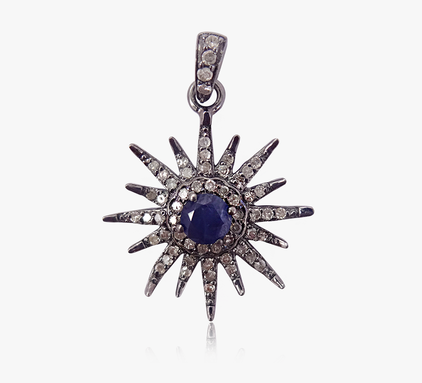 New Pave Diamond Blue Sapphire Starburst Pendant - 40 To 32 Reducer, HD Png Download