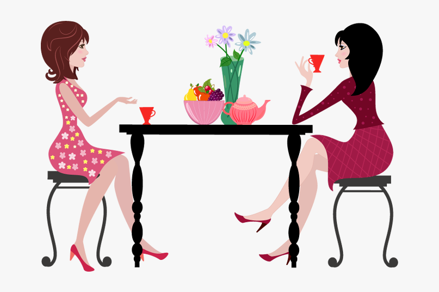 Picture Library People Sitting At Table Png Good An - Cartoon Ladies Having Coffee, Transparent Png