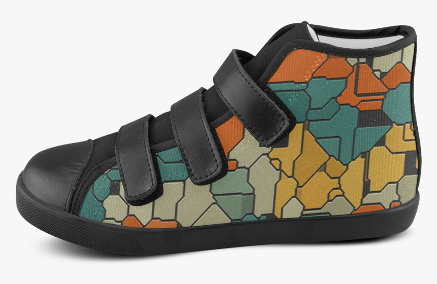 Textured Retro Shapes Velcro High Top Canvas Kid S - Velcro Shoes Png Transparent, Png Download