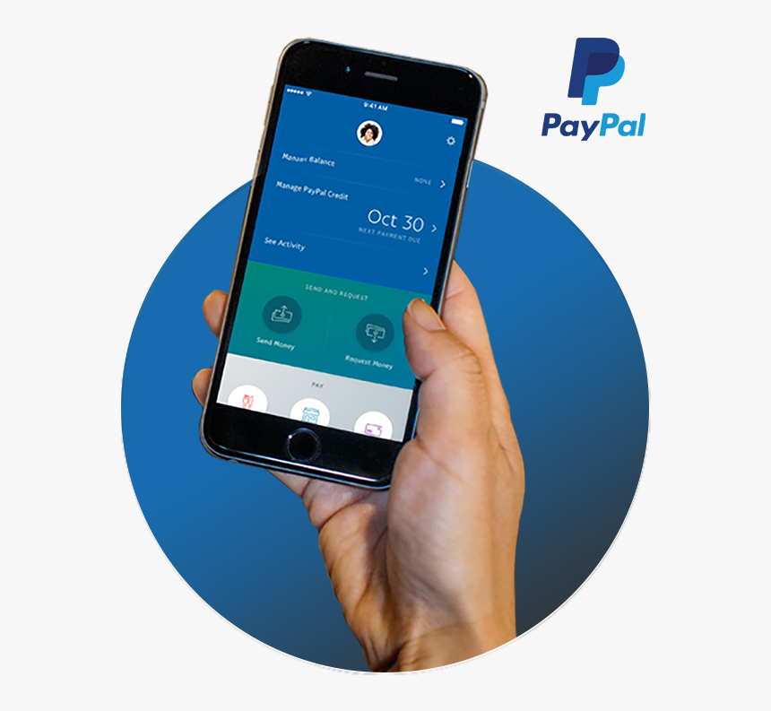 Hand Holding Phone With Paypal App Screen - Smartphone, HD Png Download