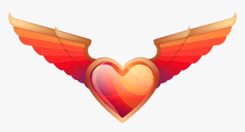 Love, Heart, Wings, Valentine Day - Coraçao Com Asas Png, Transparent Png