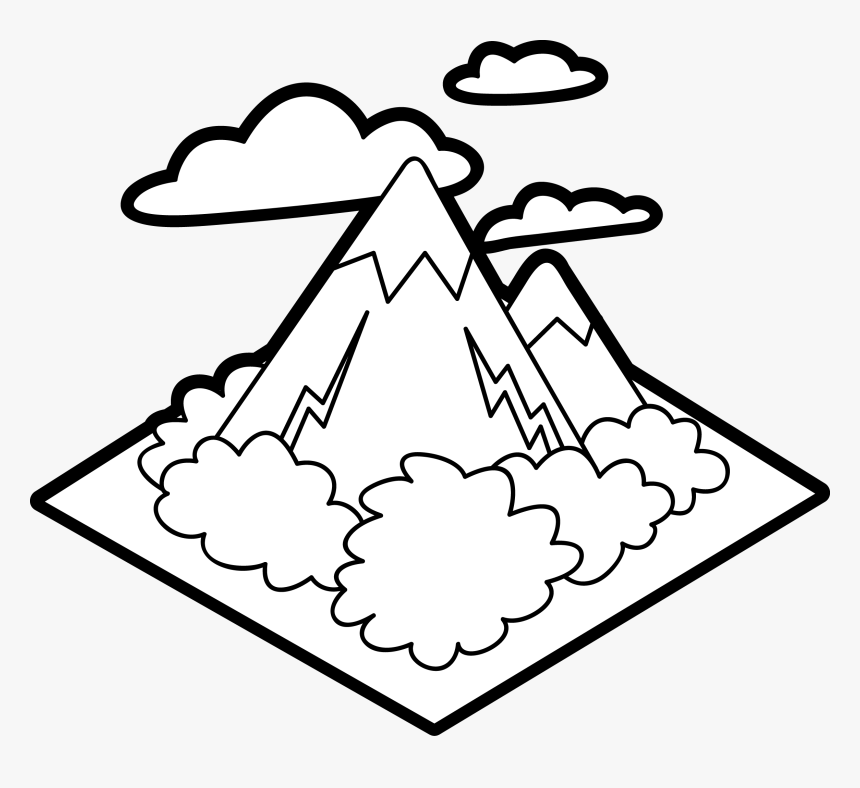 28 Collection Of Mountains Drawing For Kids - White Drawing Mountain Clipart Black And White, HD Png Download
