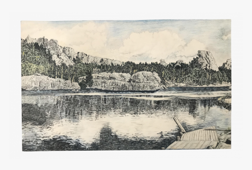 Drawing Of A River Basin Scene And Mountain In Autocad - Drawing, HD Png Download