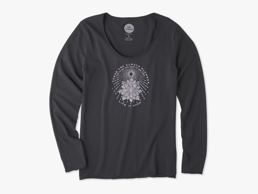 Women S Illuminated Flower Long Sleeve Smooth Tee - Long-sleeved T-shirt, HD Png Download