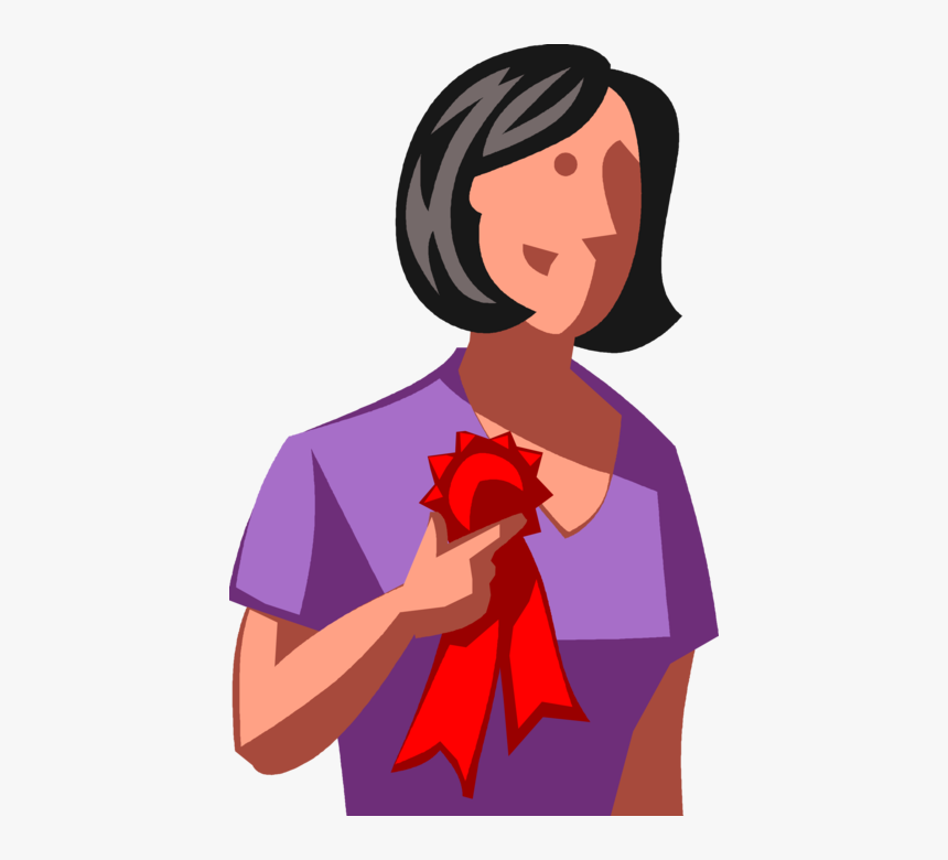 Vector Illustration Of Businesswoman Receives First - Cartoon, HD Png Download