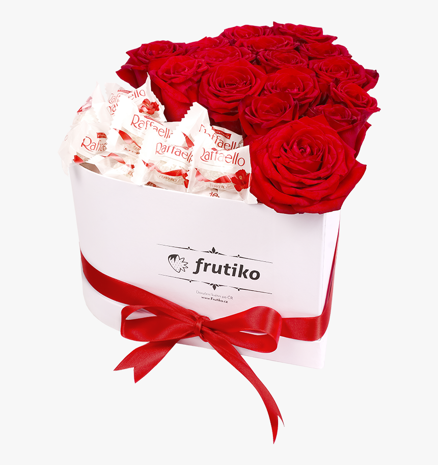 Heart Box Red Rose Raffaello - Box Of Blue Flowers, HD Png Download