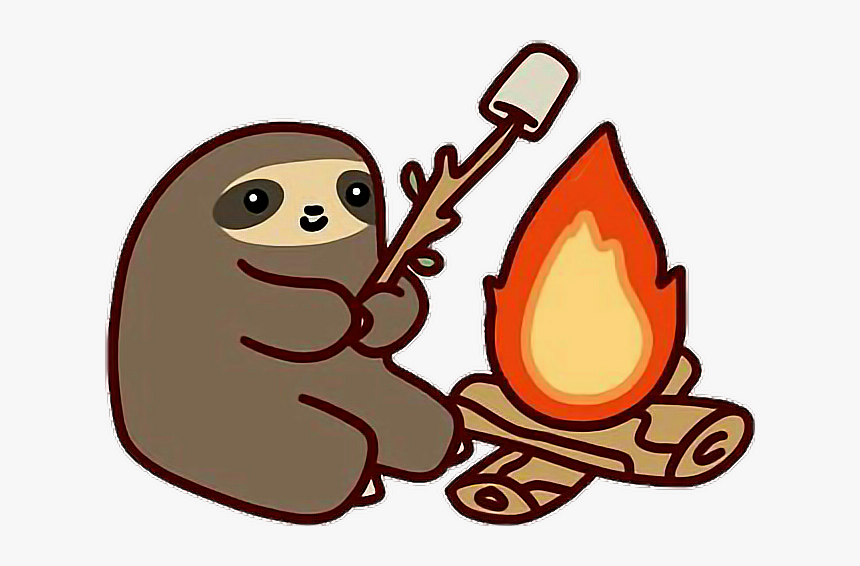 Sloth Fire Animal Marshmallow Camping Tumblr - Campfire Sloth, HD Png ...
