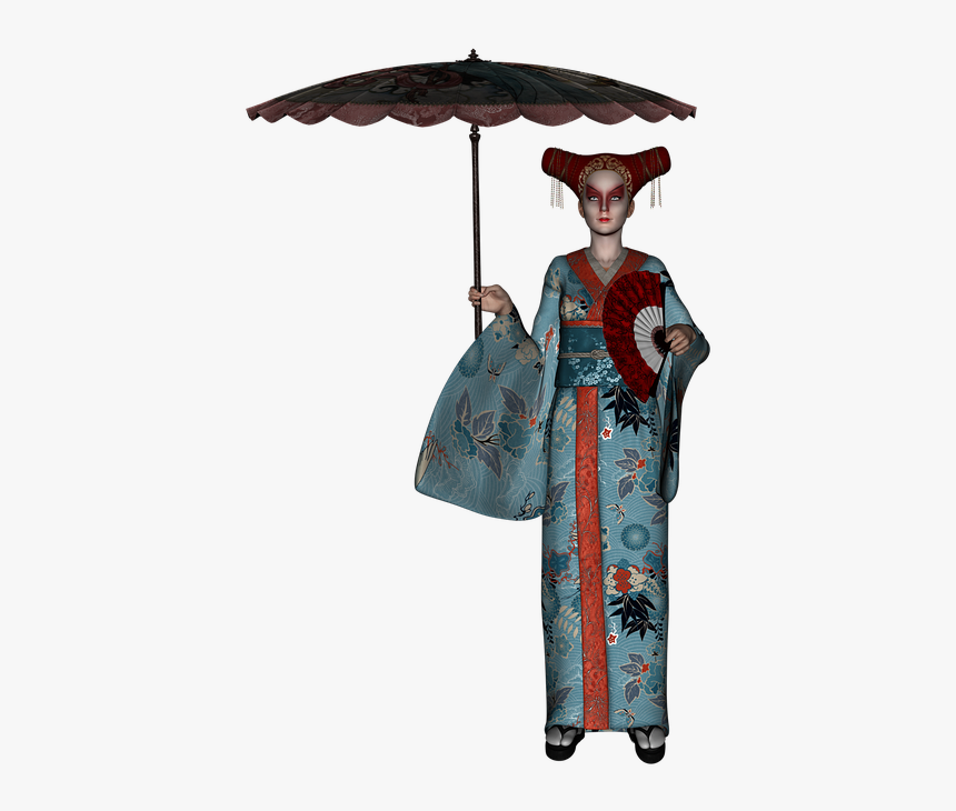 Geisha, Japan, Make-up, Kimono, Culture, Asia, Parasol - Geisha, HD Png Download