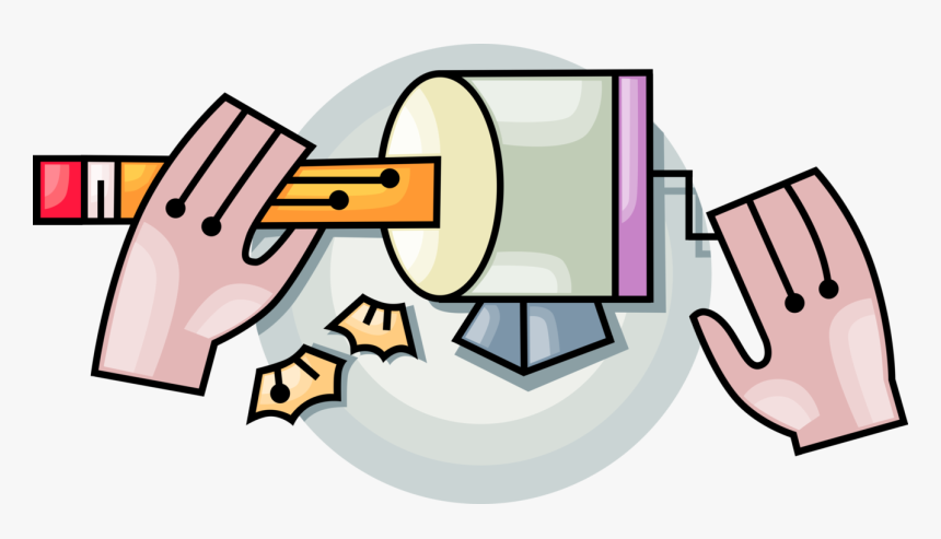Vector Illustration Of Hands Sharpening Pencil Writing - Clip Art Sharpen Pencil, HD Png Download