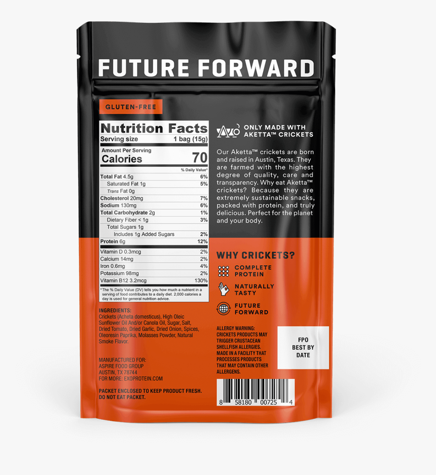 Exo Whole Roasted Crickets Nutrition, HD Png Download