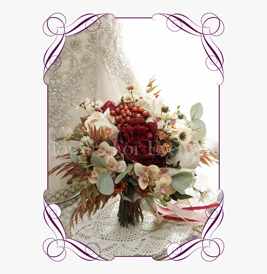 Silk Artificial Autumn / Fall Wedding Bridal Bouquet - Navy Mauve Dust Pink, HD Png Download