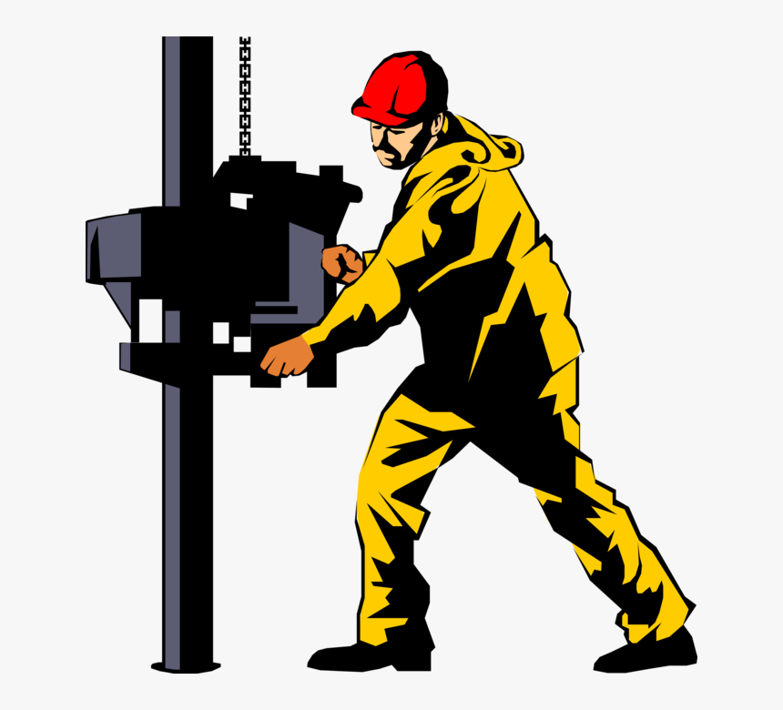 Graphic Black And White Library Derrick Worker Drills - Offshore Rig Worker Vector, HD Png Download