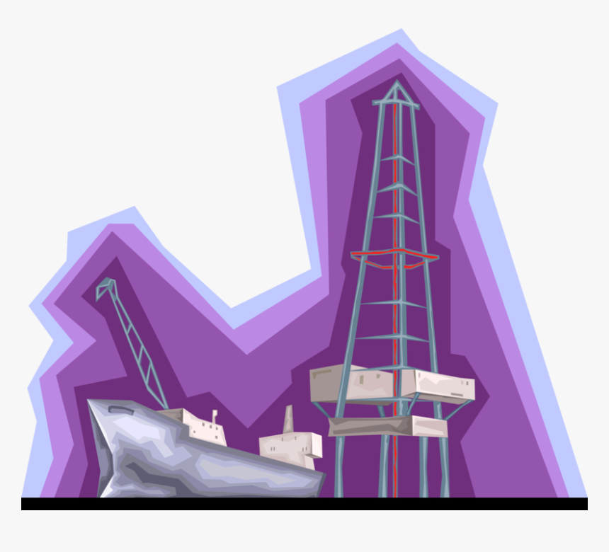 Vector Illustration Of Offshore Petroleum Fossil Fuel - Illustration, HD Png Download