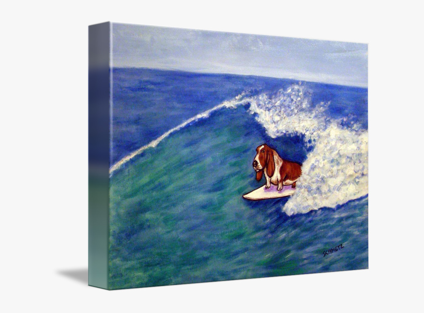 Basset Hound Beagle Dog Surfing Tile Art - Basset Hound, HD Png Download