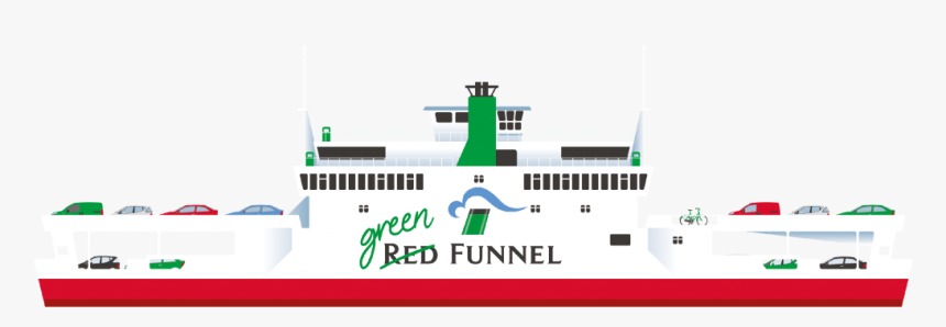 Picture Of A Red Funnel Ferry With Green - Red Goes Green Funnel, HD Png Download
