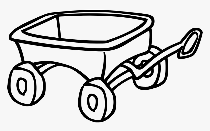 Wagon, Toy, Cart, Trolley - Black And White Wagon Clipart, HD Png Download