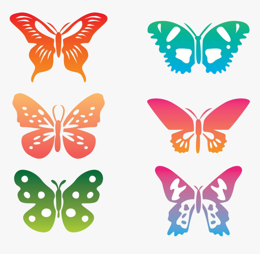 Butterfly Colorful Clipart Transparent Png - Colorful Butterfly Clipart Vector, Png Download
