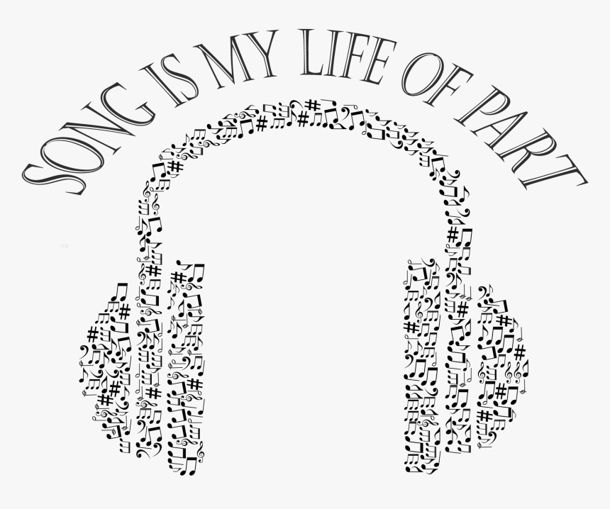 Music Lovers - Music Notes Silhouette Man's Headphones, HD Png Download